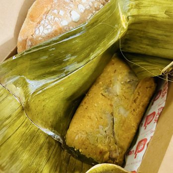 The Peruvian Spot - Pork Tamal with Peruvian French bread - Peruvian Near Me - San Diego, California The Peruvian Spot - Pork Tamal with Peruvian French bread - Peruvian Near Me - San Diego, California