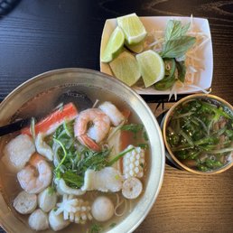 seafood pho, side of brisket and of course the toppings with extra limes