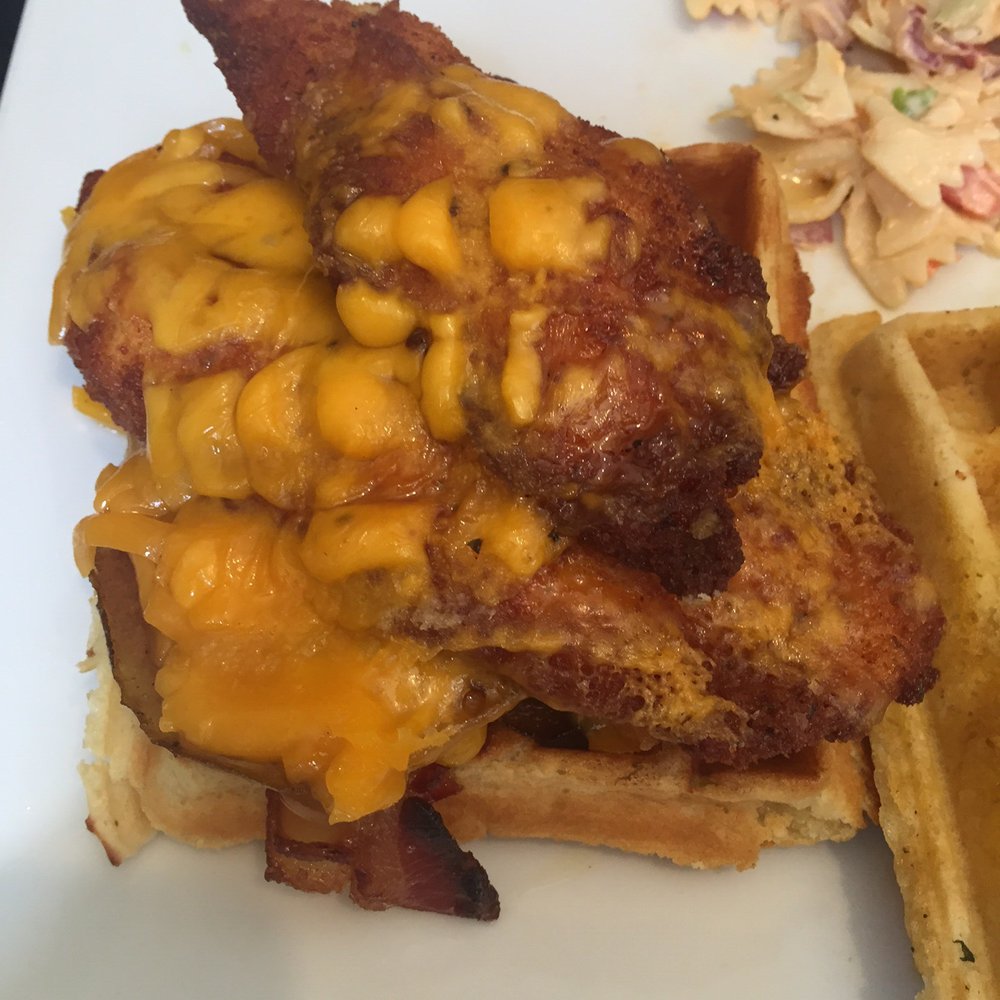 Anthony's Cheesecake - Chicken n waffles, cheese on top compliments the dish well - American Near Me - Bloomfield, New Jersey Anthony's Cheesecake - Chicken n waffles, cheese on top compliments the dish well - American Near Me - Bloomfield, New Jersey