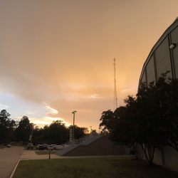 Centenary College of Louisiana - 8/29/18. Wednesday night. Gold Dome. Ladies Volleyball vs. Henderson State (Arkansas) Reddies. Outside Dome. Starting to rain.