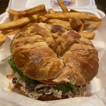 Gypsy Diner - Chicken salad croissant and spicy fries - Food Trucks Near Me - Castroville, Texas