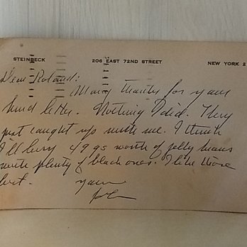 Steinbeck House Restaurant - John's handwriting. - American Near Me - Salinas, California