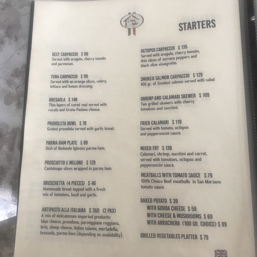 Casa Sofia - Menu - appetizers - Italian Near Me - Playa del Carmen, ROO Casa Sofia - Menu - appetizers - Italian Near Me - Playa del Carmen, ROO