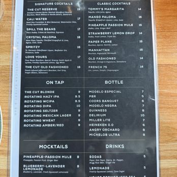 The Cut - Drink menu - Cocktail Bars Near Me - Rancho Cucamonga, California