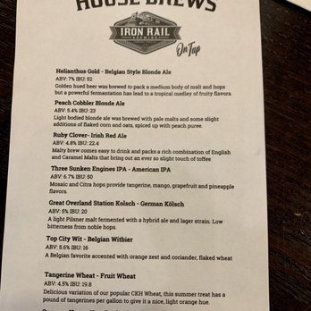 Iron Rail Brewing - House Brews - New American Near Me - Topeka, Kansas Iron Rail Brewing - House Brews - New American Near Me - Topeka, Kansas