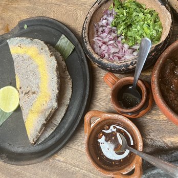 Negro Huitlacoxe - Costilla taco with house salsas - Mexican Near Me - Tulum, ROO