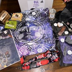 Buried Treasures Crystal - contents of $44 witchy mystery box! teaspoon + worry stone were purchased separately & rose quartz was a gift :)