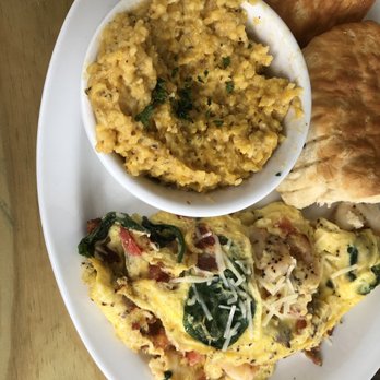 Redhead Bay Cafe - Seafood omelette w/ cheesy grits and biscuits. - New American Near Me - Virginia Beach, Virginia Redhead Bay Cafe - Seafood omelette w/ cheesy grits and biscuits. - New American Near Me - Virginia Beach, Virginia