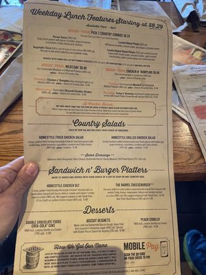Menu photo 2 Cracker Barrel Old Country Store Crawfordsville, IN
