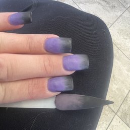 What I asked for (literally showed her the example mail and said I want my nails exactly this color and design) versus what I got. What I asked for (literally showed her the example mail and said I want my nails exactly this color and design) versus what I got.
