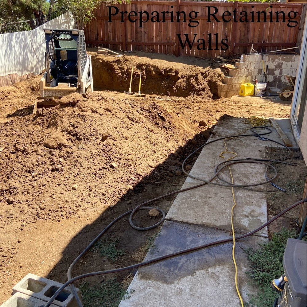 AV Concrete Works - AV Concrete Works preparing backyard for retaining wall, cement. - Masonry/Concrete Near Me - Palmdale, California AV Concrete Works - AV Concrete Works preparing backyard for retaining wall, cement. - Masonry/Concrete Near Me - Palmdale, California