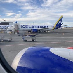 Icelandair - This was the day we left Iceland at KEF. There's no YELP there and I forgot to take a picture when leaving JFK.