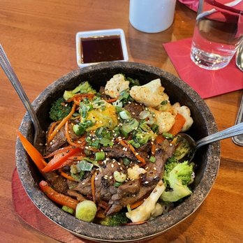 Bakudan Ramen - Steak Bibimbap just plated. - Ramen Near Me - San Antonio, Texas Bakudan Ramen - Steak Bibimbap just plated. - Ramen Near Me - San Antonio, Texas