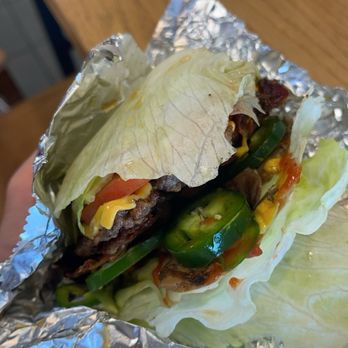 Five Guys - Little Bacon Cheeseburger, no bun - Burgers Near Me - San Jose, California