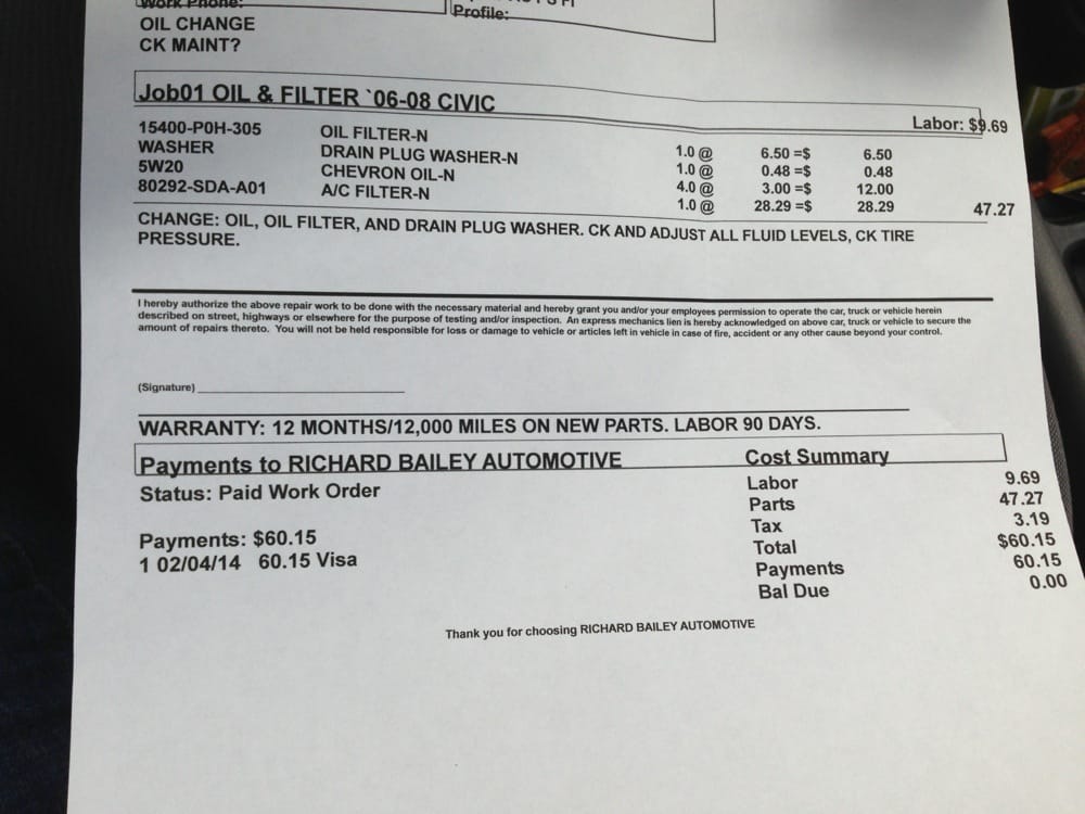 RICHARD BAILEY’S AUTOMOTIVE Updated September 2024 646 Bradley St