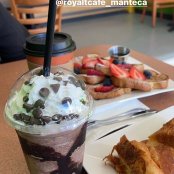 Royal T Cafe - Chocolate Chip Frappe Bacon Croissant Full French Toast - Breakfast & Brunch Near Me - Manteca, California Royal T Cafe - Chocolate Chip Frappe Bacon Croissant Full French Toast - Breakfast & Brunch Near Me - Manteca, California
