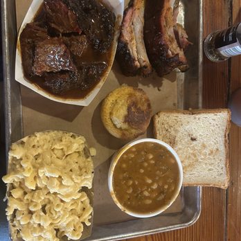 The Joint - 2 Meat combo - pork ribs and brisket burnt ends w/ sides of baked beans and mac n' cheese - Barbeque Near Me - New Orleans, Louisiana
