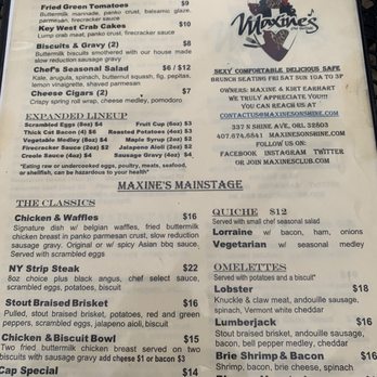 Maxine's On Shine - Menu - New American Near Me - Orlando, Florida