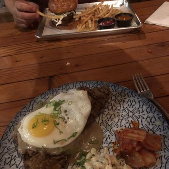 Common Theory - Korean Chicken-Fried Steak , Duck fat gravy, Mac salad, kimchi - Gastropubs Near Me - San Diego, California Common Theory - Korean Chicken-Fried Steak , Duck fat gravy, Mac salad, kimchi - Gastropubs Near Me - San Diego, California