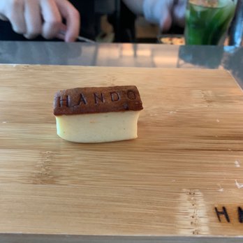 Hando - Tamago-like bite they give for free at the end of your dining experience - Sushi Bars Near Me - Houston, Texas Hando - Tamago-like bite they give for free at the end of your dining experience - Sushi Bars Near Me - Houston, Texas