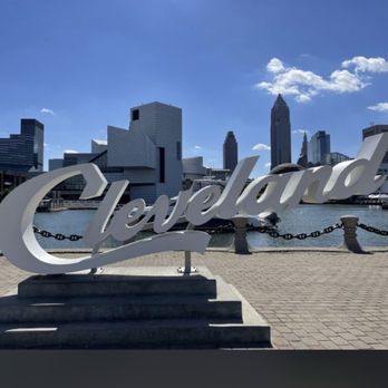 Cleveland Script Sign - North Coast Harbor - Public Art Near Me - Cleveland, Ohio Cleveland Script Sign - North Coast Harbor - Public Art Near Me - Cleveland, Ohio