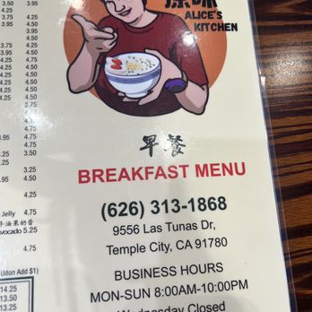 Alice’s Kitchen - Menu - Noodles Near Me - Temple City, California
