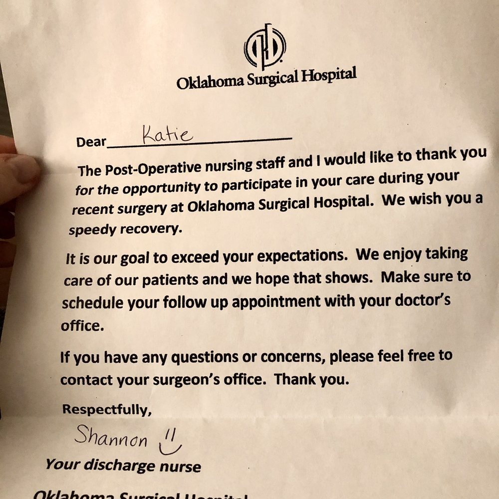 A sweet follow up letter from my discharge nurse A sweet follow up letter from my discharge nurse