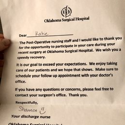 A sweet follow up letter from my discharge nurse A sweet follow up letter from my discharge nurse