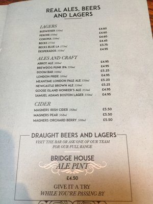 Menu photo 1 The Bridge Bar Eating House Gt Lon, XGL Menu photo 1 The Bridge Bar Eating House Gt Lon, XGL