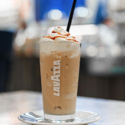 Fair Brew & Trade - Iced and Creamy Caramel Vanilla Latte. Available Friday - Sunday. Enjoy in-store or to go.