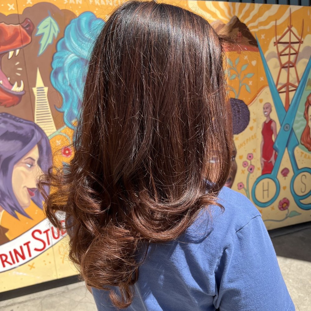 Balayage caramel with a hint of red Balayage caramel with a hint of red