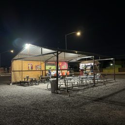 Parking lot and tent