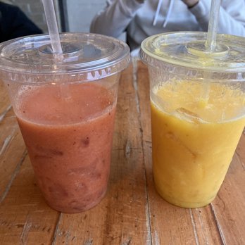 Tarasco's - Tasty tasty fruit juices (Tamayo's on left, custom pineapple/orange/mango on right) - Mexican Near Me - Denver, Colorado