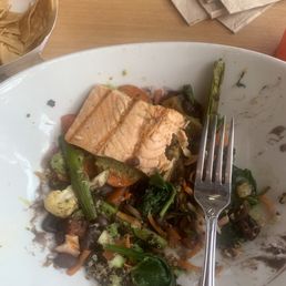 Roasted vegetable bowl with salmon