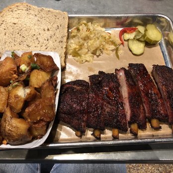 Mabel's BBQ - Half rack of ribs and JW potatoes - Barbeque Near Me - Cleveland, Ohio