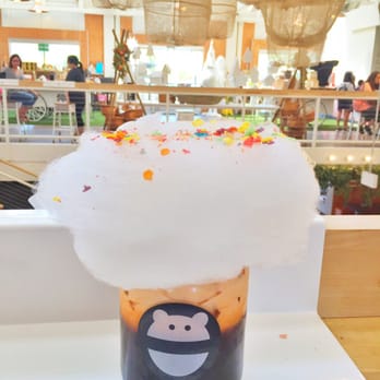 Mini Monster Cafe - My Thai tea with boba and cotton candy with fruity pebbles around it! - Bubble Tea Near Me - Anaheim, California