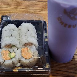 KOYA SUSHI - Spicy California roll and taro milk tea