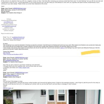 Dr.Decks - Email stating Gary is pissed because he was left in a bind and we didn't drop everything and come to the rescue - Decks & Railing Near Me - Tacoma, Washington Dr.Decks - Email stating Gary is pissed because he was left in a bind and we didn't drop everything and come to the rescue - Decks & Railing Near Me - Tacoma, Washington