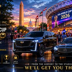 HSB Sedan Service - FIFA World Cup 2026 transportation in Washington DC. Luxury chauffeur service, airport transfers, VIP travel & executive black car service.