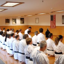 Louisiana Karate Association - Students sit in "seiza" or sitting position, preparing to begin class.