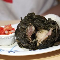 O'ahu Grill - Laulau ($17) - Pork rubbed with Hawaiian salt, wrapped in taro leaves and steamed in ti leaves