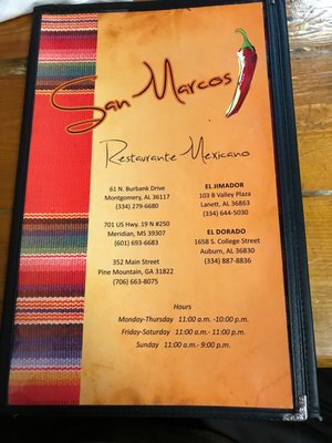 Menu photo 6 San Marcos Montgomery, AL
