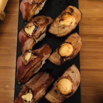 Komé - Duck breast foie gras and pork belly nigiri - Japanese Near Me - Austin, Texas Komé - Duck breast foie gras and pork belly nigiri - Japanese Near Me - Austin, Texas