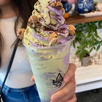 Surreal Creamery - Taro Bubble Tea & Matcha/Taro Swirled Ice Cream, topped with condensed milk and cookies (yum) - Ice Cream & Frozen Yogurt Near Me - New York, New York Surreal Creamery - Taro Bubble Tea & Matcha/Taro Swirled Ice Cream, topped with condensed milk and cookies (yum) - Ice Cream & Frozen Yogurt Near Me - New York, New York