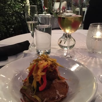 Eli's Table - Shrimp sweet potato pancake appetizer. Oh yeah. - Southern Near Me - Charleston, South Carolina