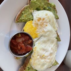 Avocado toast (4 halves) add 2 egg $12, so delicious! Can be made vegan upon request.