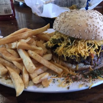 Adventures Pub & Spirits - Burger with jalapeños - Pubs Near Me - Biloxi, Mississippi