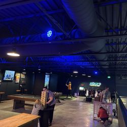 Upstairs: pool, golf simulator