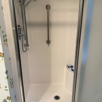 Ethos Carpentry - Stall shower with old door - Carpenters Near Me - Portland, Maine