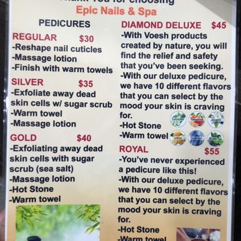 Epic Nails Spa - Pedicure menu - Nail Salons Near Me - Northville, Michigan